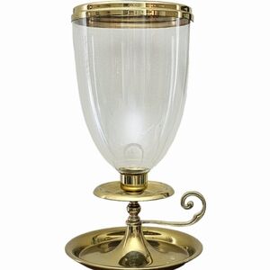 Large Brass Chamberstick Candle Holder with Hurricane